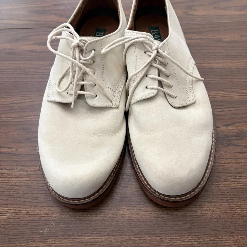 Bass Middlebury Leather Oxford Shoes Men's 10.5 Cream Tan Lace Up Dress Casual
